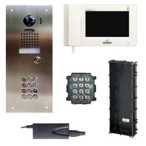 Aiphone JP Series Stainless Entry Kit Qty1 JPDVF Flush Entry Qty1 AC10U Keypad Qty1 JP4MED Master Station Qty1 FEW